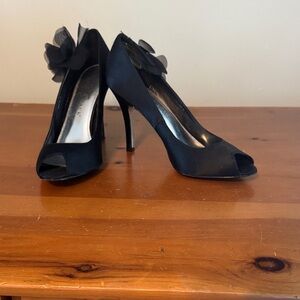 White House Black Market Black Peep-Toe Heels
